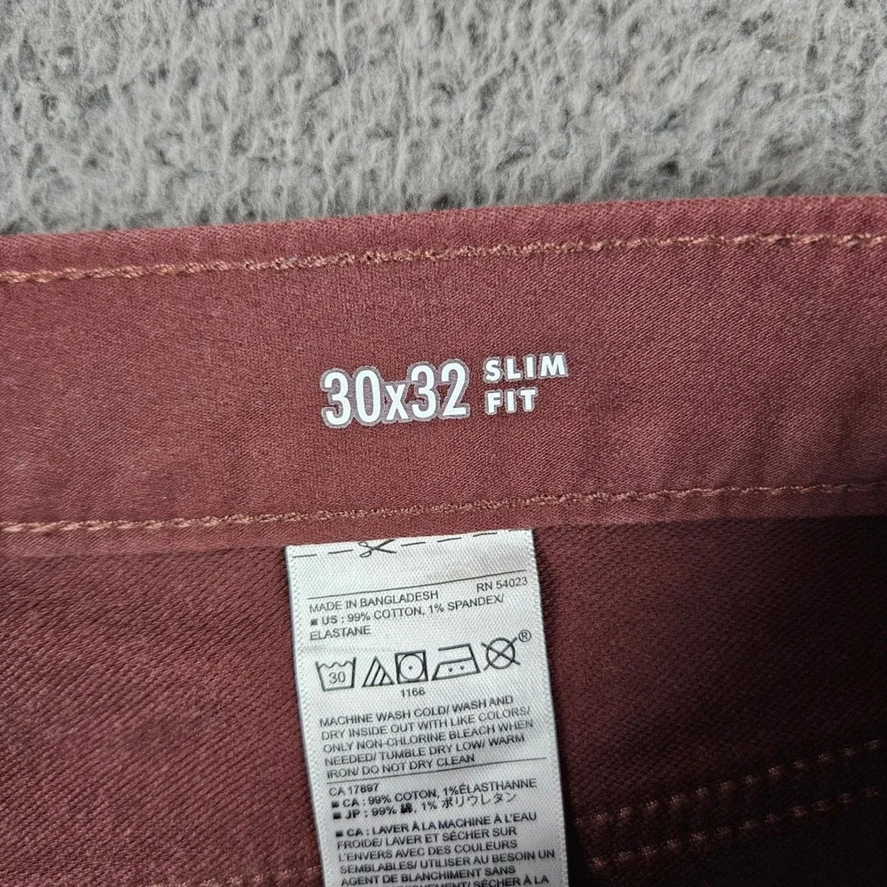 Banana Republic Travel Jean Mens 30x32 Slim Fit Burgundy Maroon Cotton Pants‎